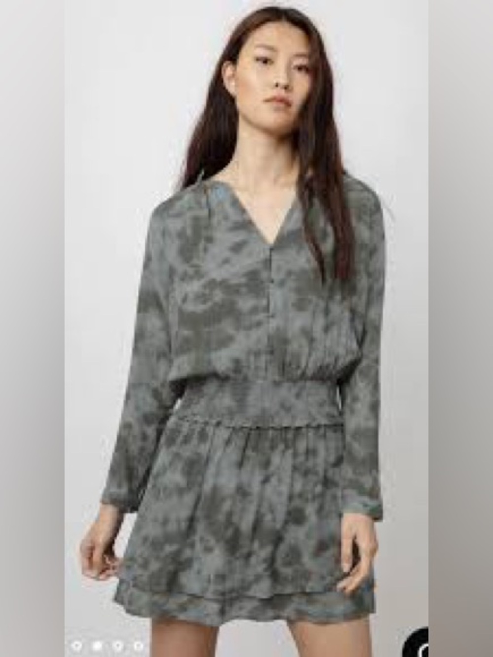 Rails Charcoal Tie-Dye Long Sleeve Mini Dress